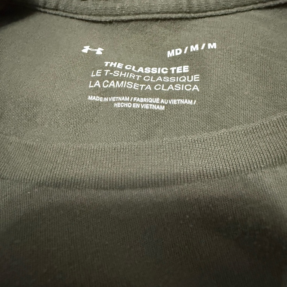 Under Armour Freedom T Shirt Mens M Green Performance Tactical Gym Logo Tee - Picture 8 of 9